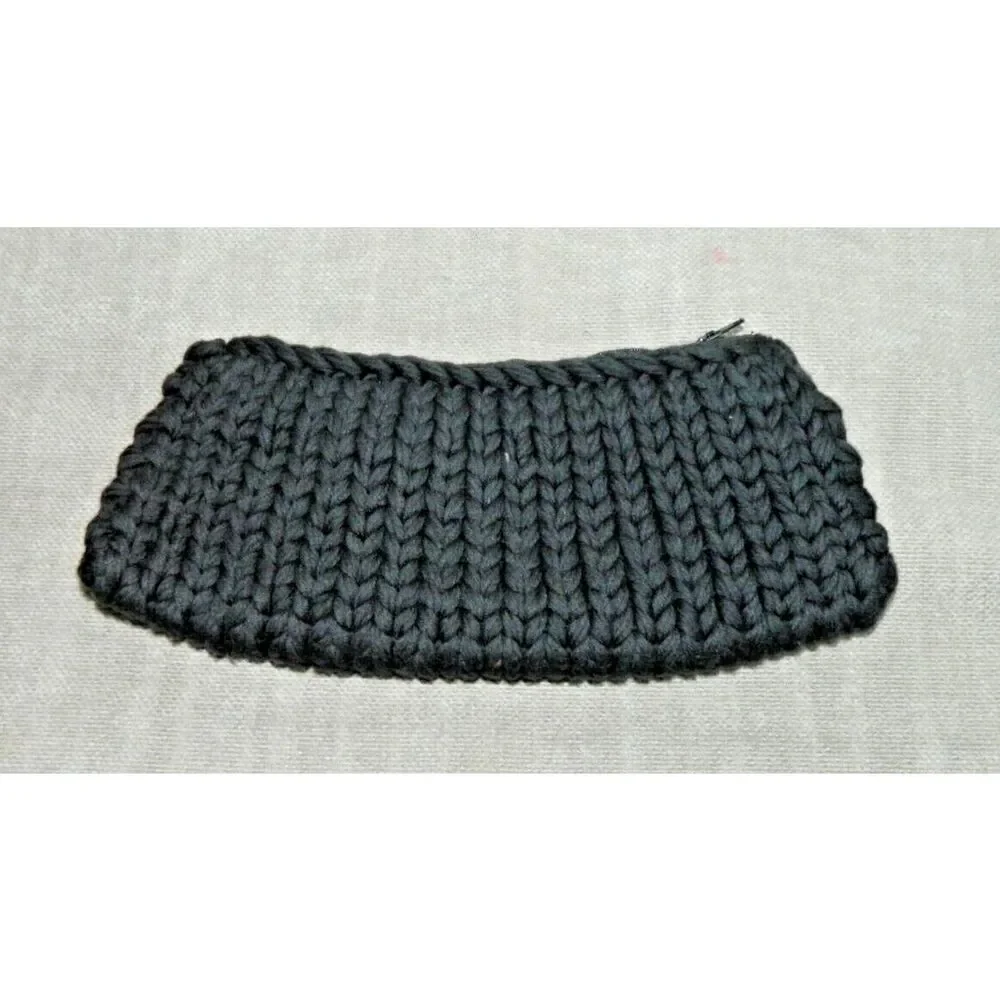 MAMIE Clutch Purse‎ Black Knit Crochet Vintage Size  11.5